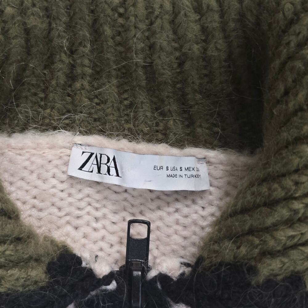 Zara Green and Cream Colorblock Sweater - Picture 5 of 8